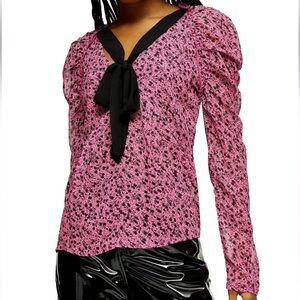 TopShop Front Bow Prairie Blouse size 10
